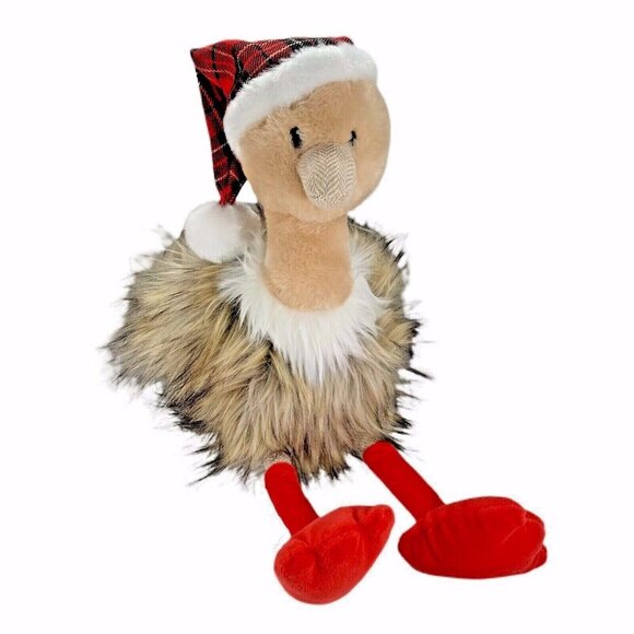 Pier 1 Imports Other - Pier 1 Imports 2019 Savanna Ostrich Plaid Stocking Santa Christmas Hat Plush 19"